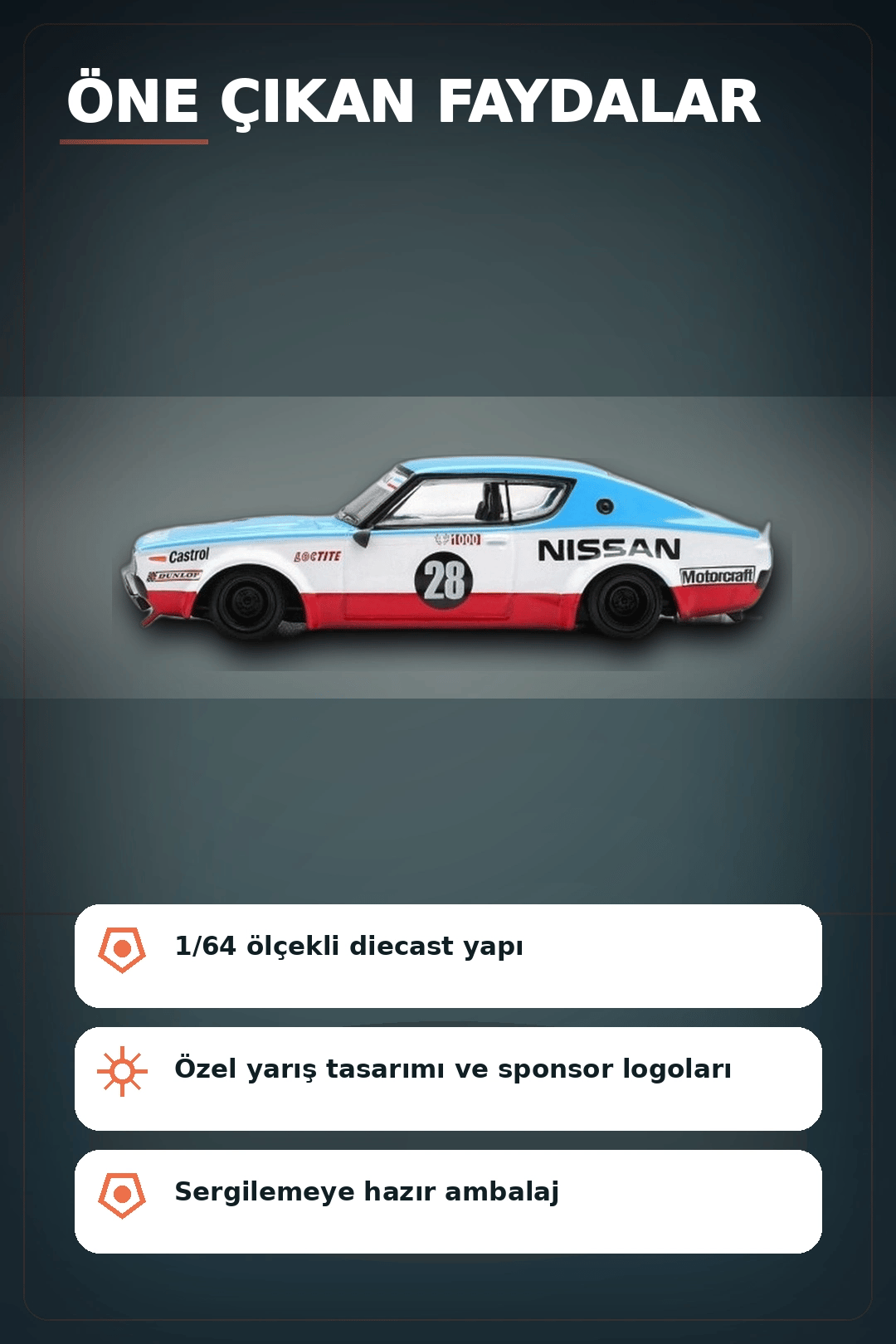 Detaylı 1/64 Diecast Nissan Skyline Kenmeri Liberty Walk Yarış Arabası Modeli BX-313382