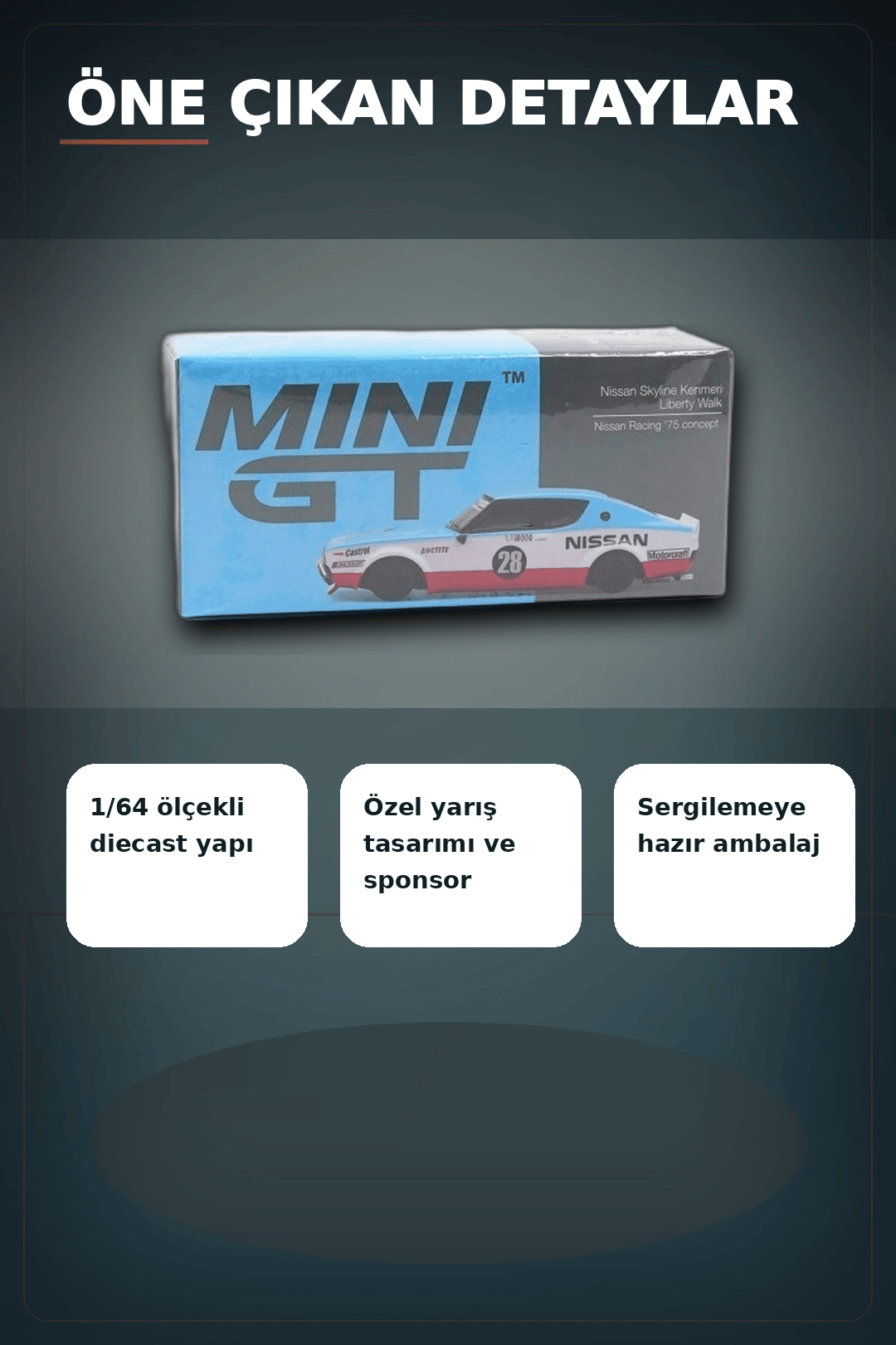 Detaylı 1/64 Diecast Nissan Skyline Kenmeri Liberty Walk Yarış Arabası Modeli BX-313382