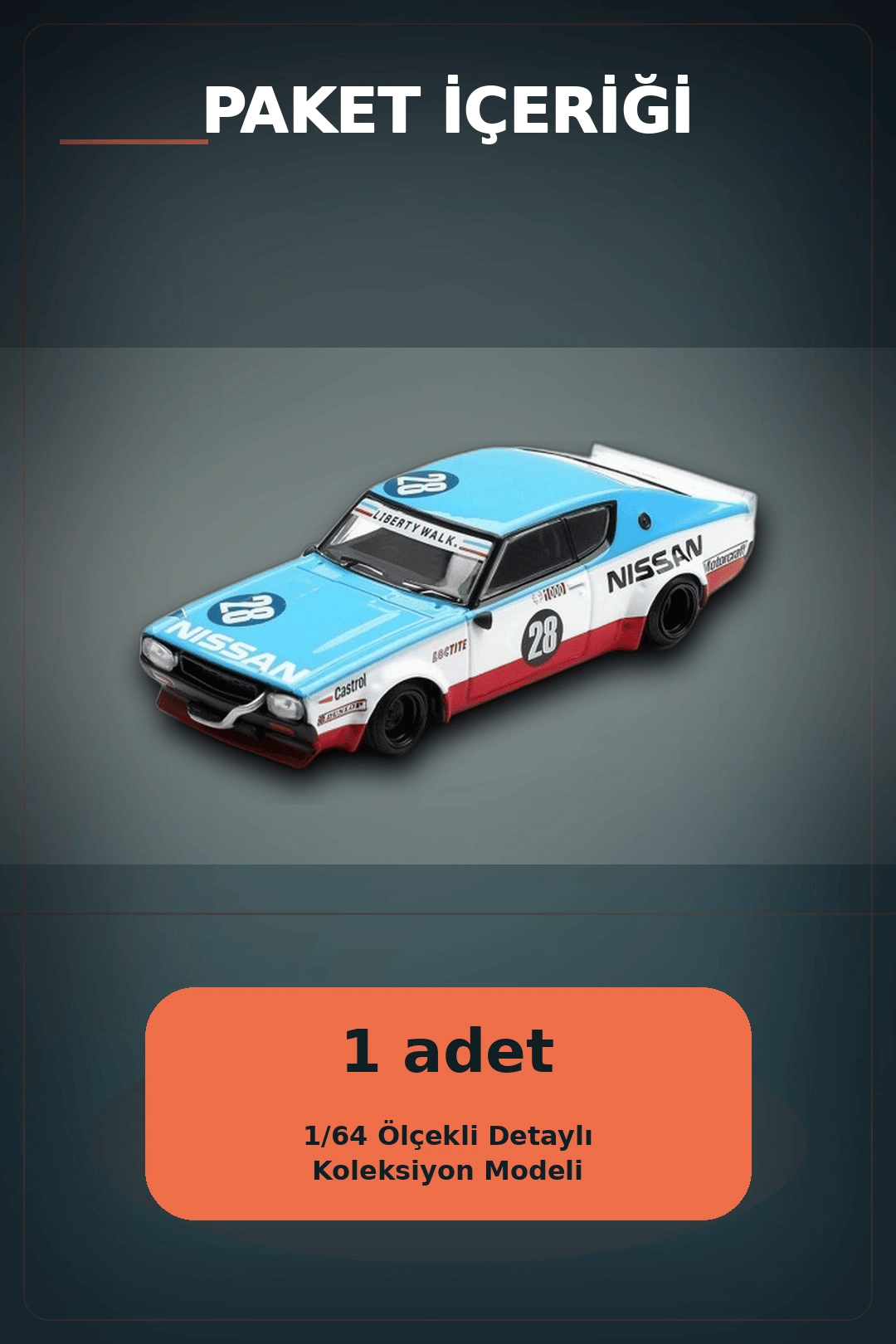 Detaylı 1/64 Diecast Nissan Skyline Kenmeri Liberty Walk Yarış Arabası Modeli BX-313382