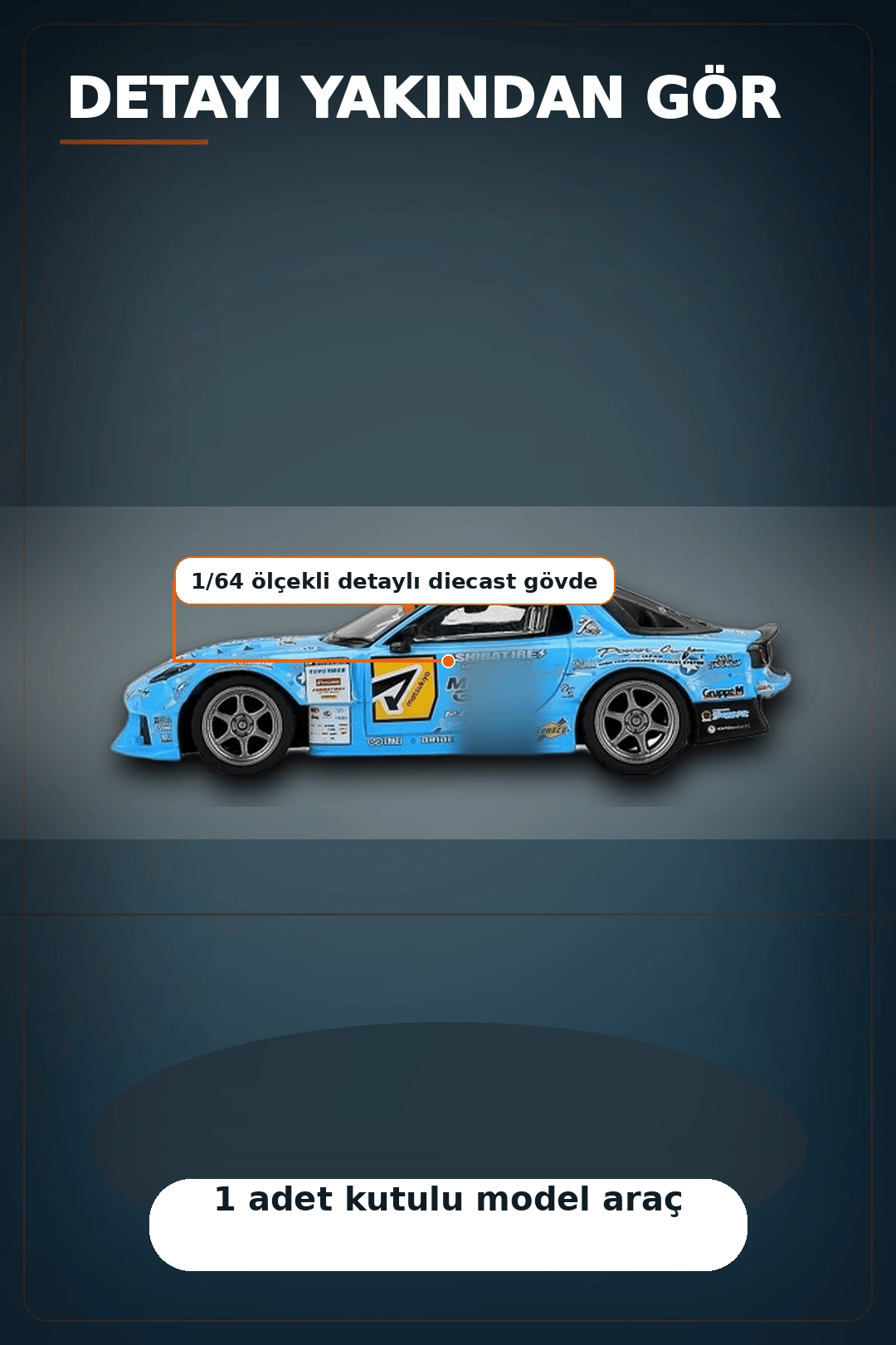Detaylı 1/64 Ölçek Mazda RX-7 RE-Amemiya D1GP Model Araba - Koleksiyonluk Diecast Oyuncak BX-313378
