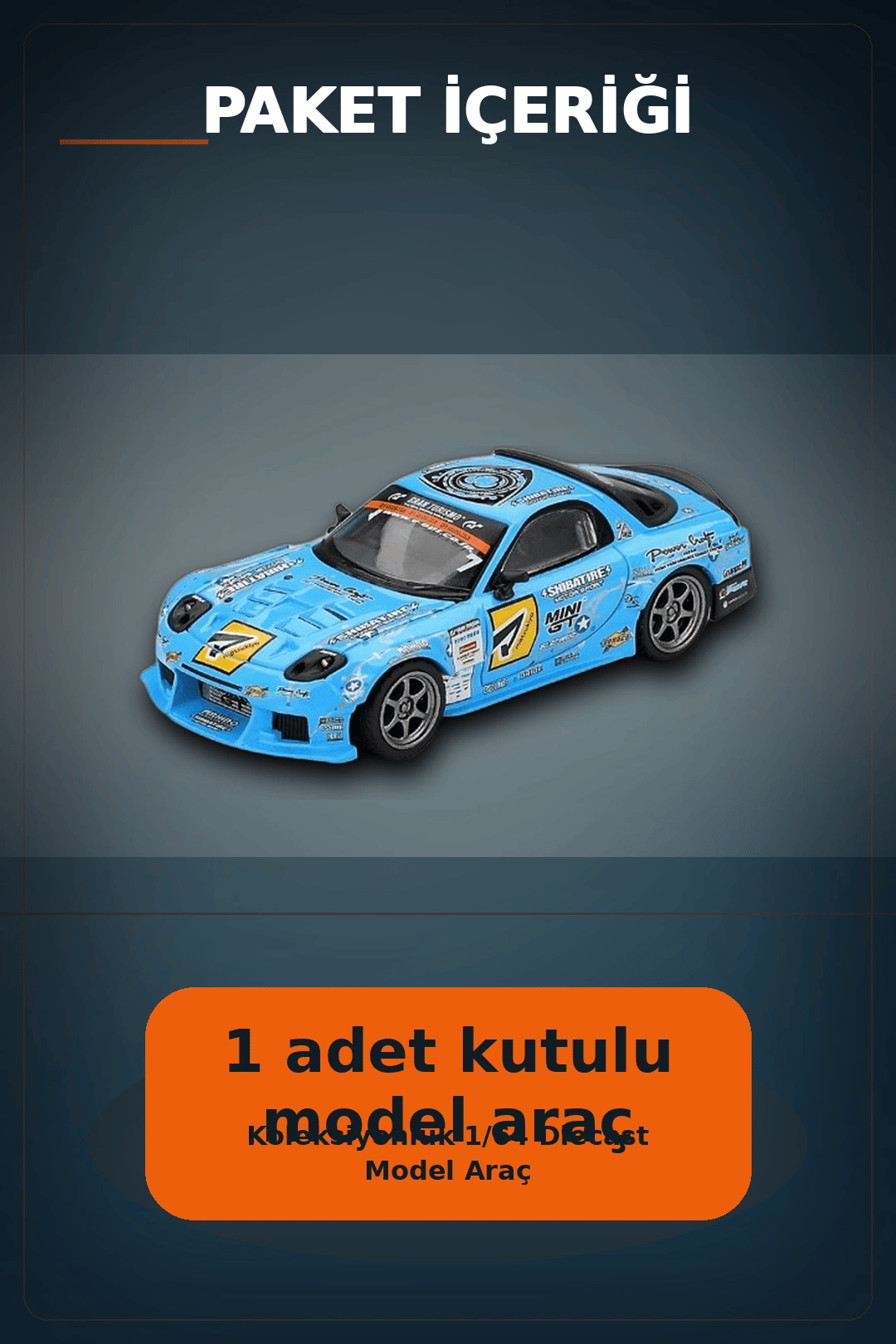 Detaylı 1/64 Ölçek Mazda RX-7 RE-Amemiya D1GP Model Araba - Koleksiyonluk Diecast Oyuncak BX-313378