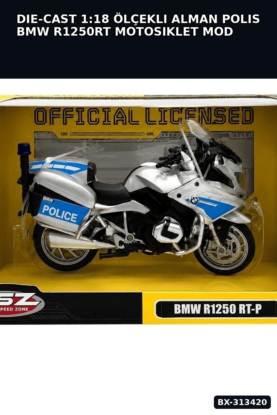 Die-Cast 1:18 Ölçekli Alman Polis BMW R1250RT Motosiklet Modeli 1 Adet BX-313420