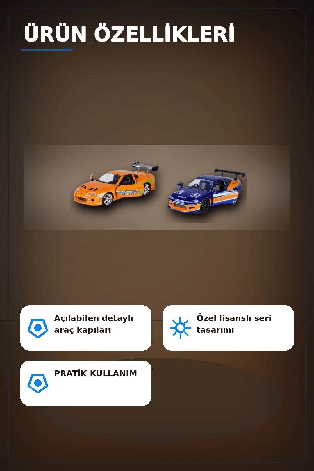 Die-Cast Metal 1:32 13 cm 2001 Nissan Silvia S15 ve Toyota Supra Araba Seti BX-313394