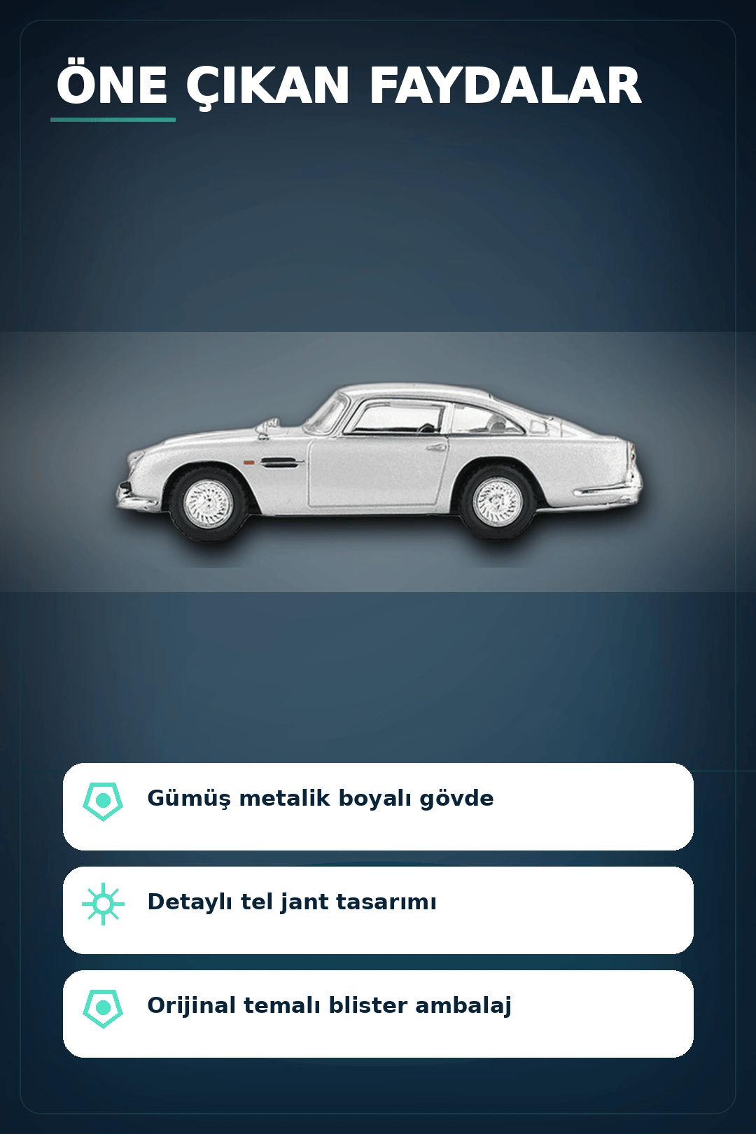 Diecast 1/64 Aston Martin DB5 Skyfall Filmi Model Araba - Koleksiyonluk Blister Paket BX-313406