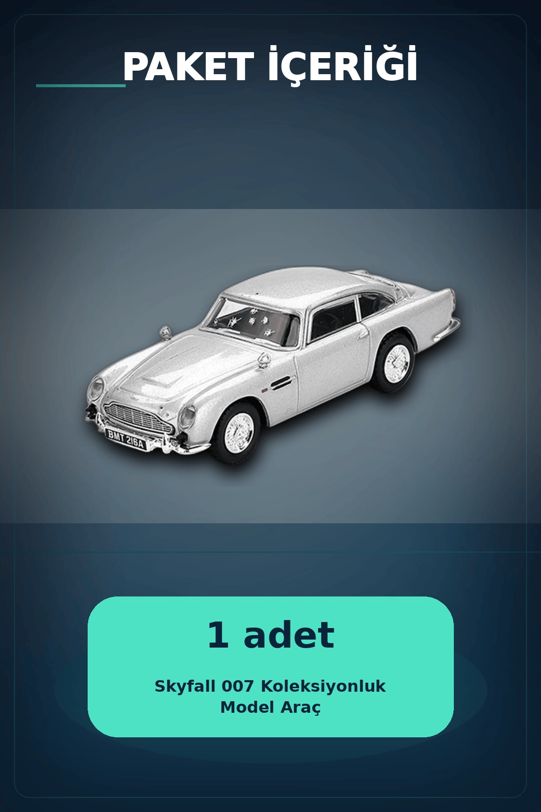 Diecast 1/64 Aston Martin DB5 Skyfall Filmi Model Araba - Koleksiyonluk Blister Paket BX-313406