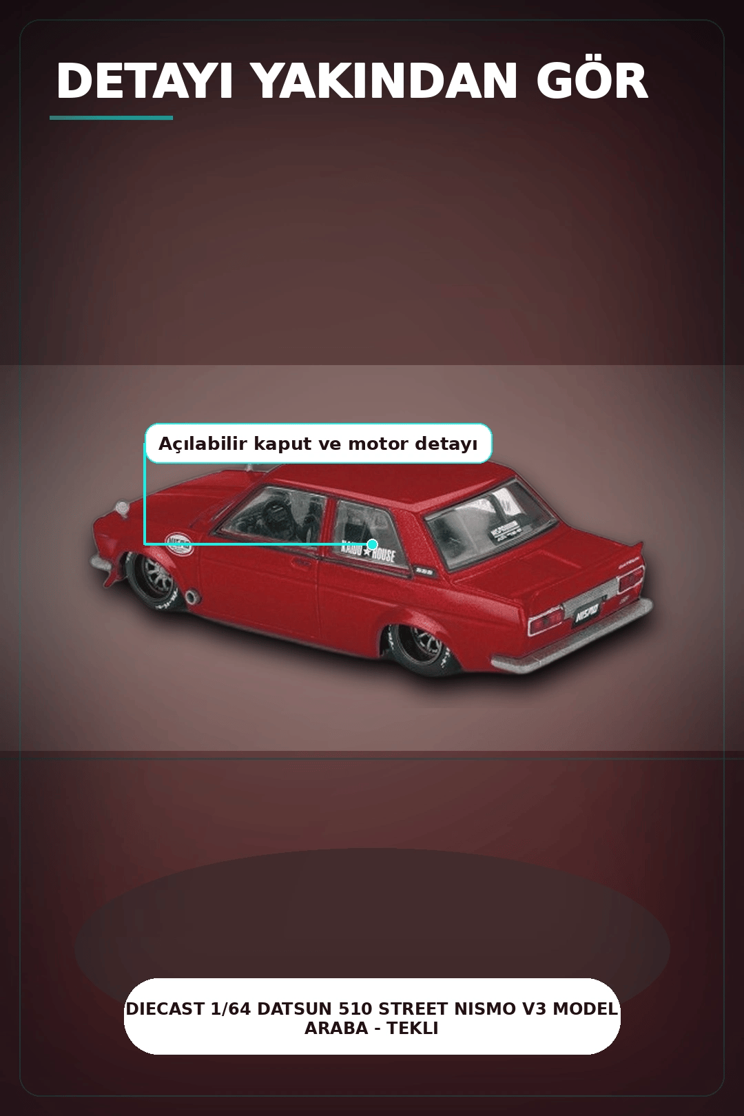 Diecast 1/64 Datsun 510 Street Nismo V3 Model Araba - Tekli Kutu, Koleksiyonluk BX-313377