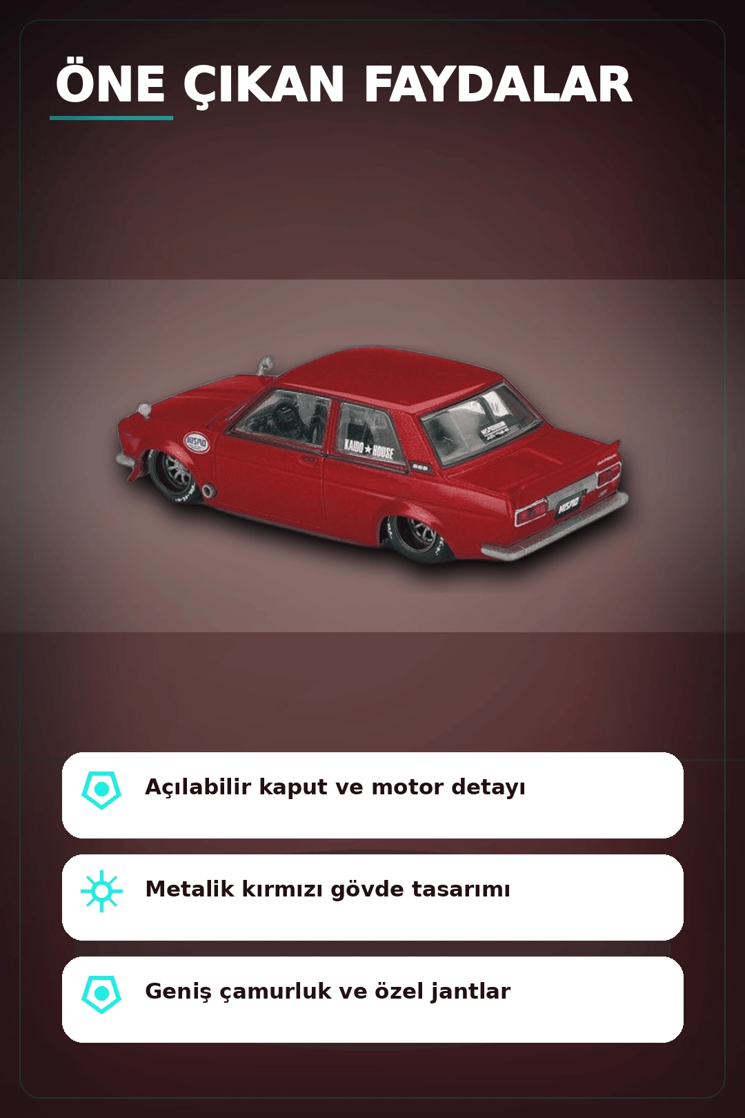 Diecast 1/64 Datsun 510 Street Nismo V3 Model Araba - Tekli Kutu, Koleksiyonluk BX-313377