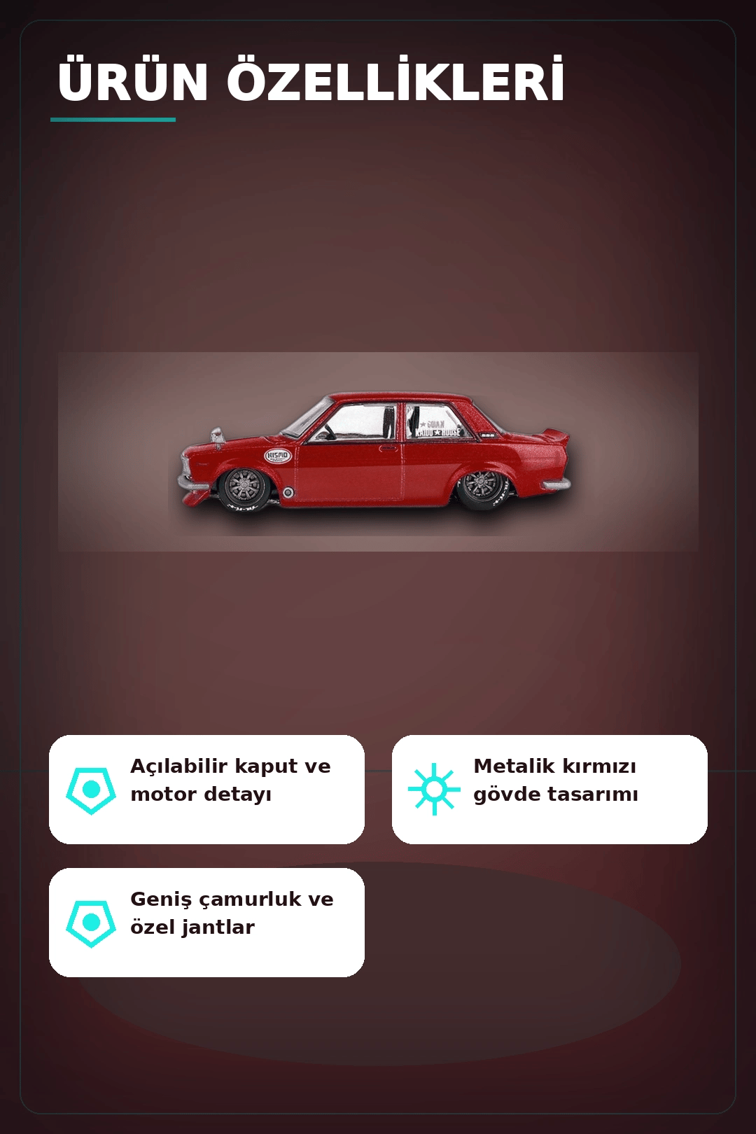 Diecast 1/64 Datsun 510 Street Nismo V3 Model Araba - Tekli Kutu, Koleksiyonluk BX-313377