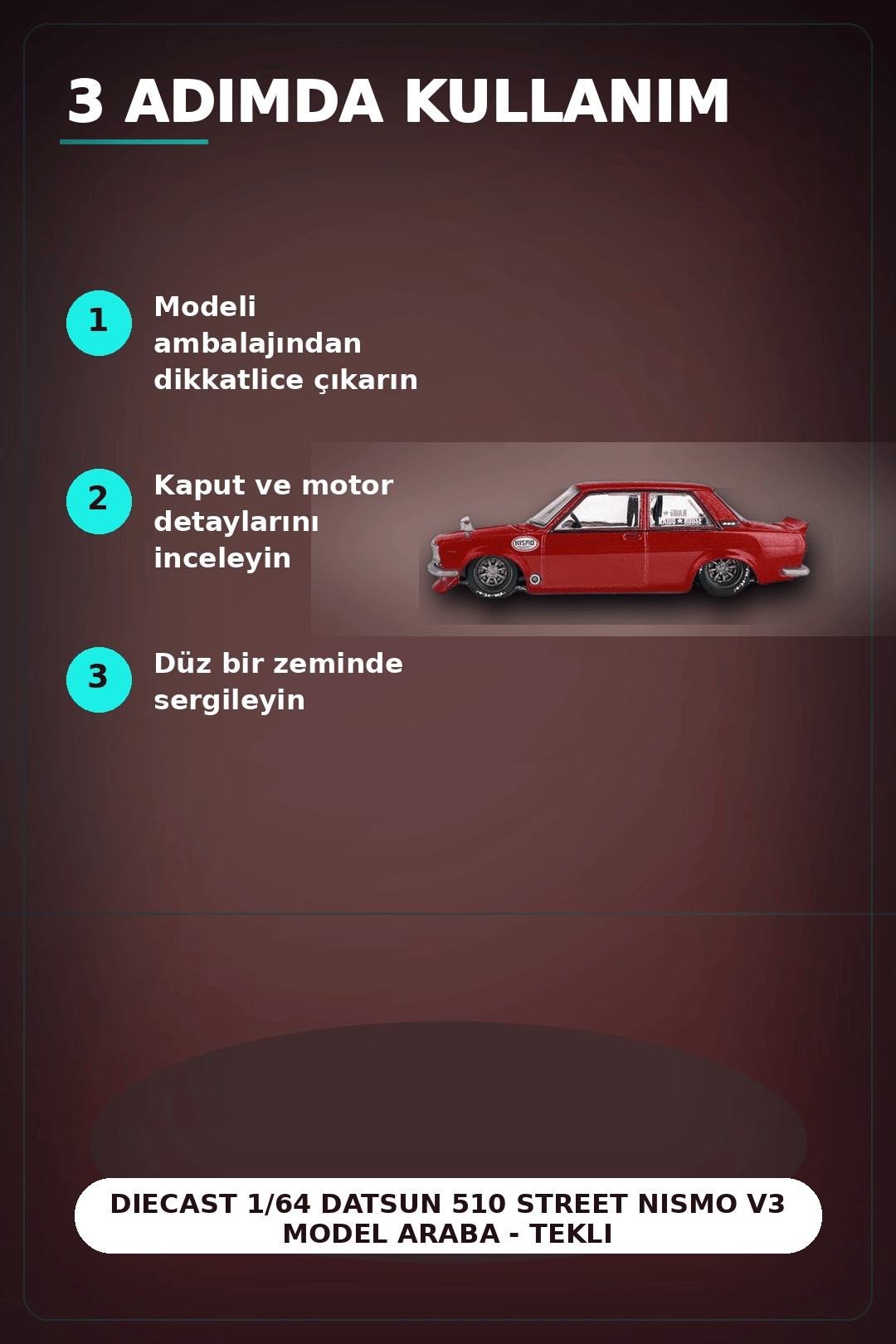 Diecast 1/64 Datsun 510 Street Nismo V3 Model Araba - Tekli Kutu, Koleksiyonluk BX-313377