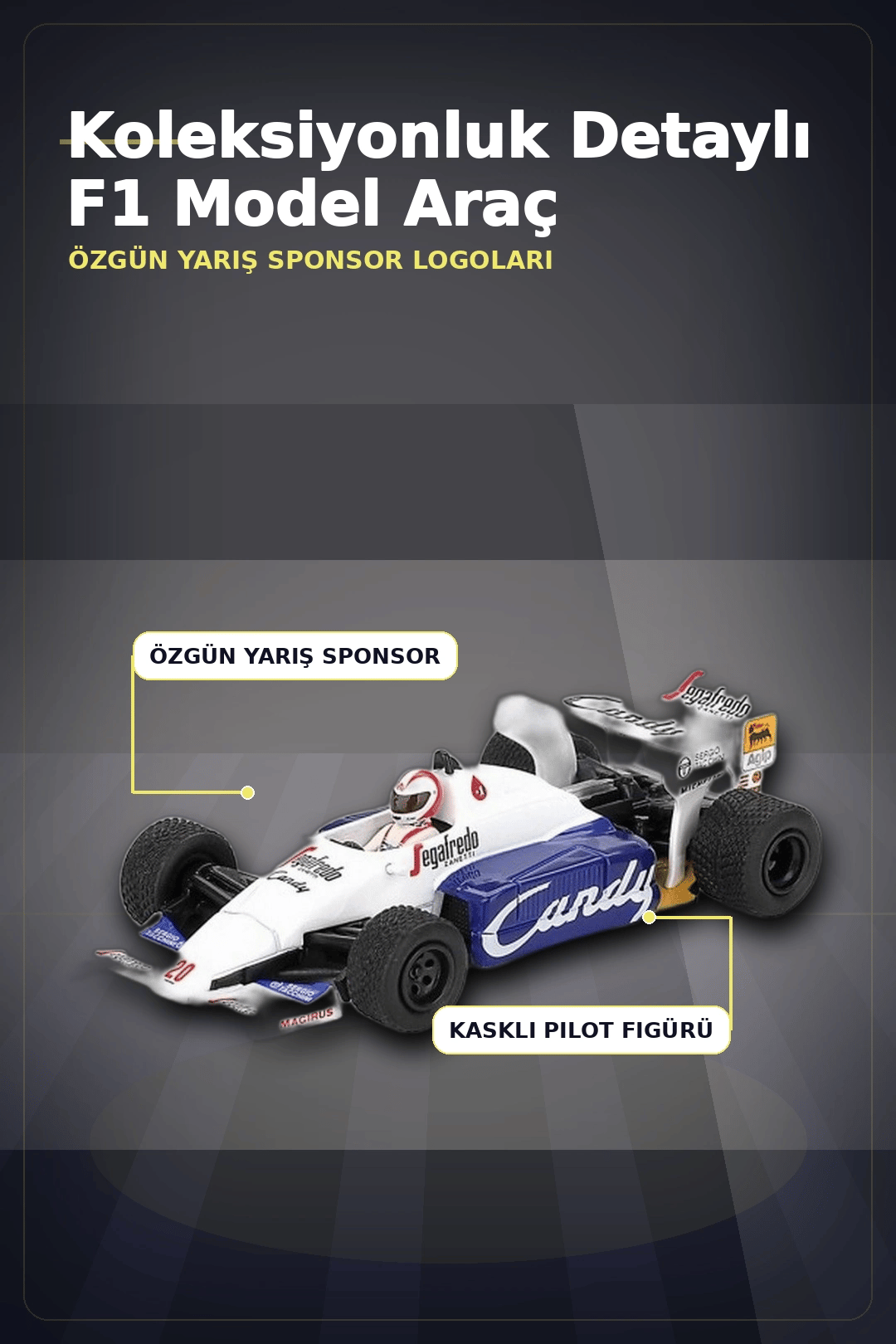 Diecast 1/64 Formula 1 Aracı Toleman TG184 Johnny Cecotto Monako 1984 Yarış Modeli Tekli BX-313384