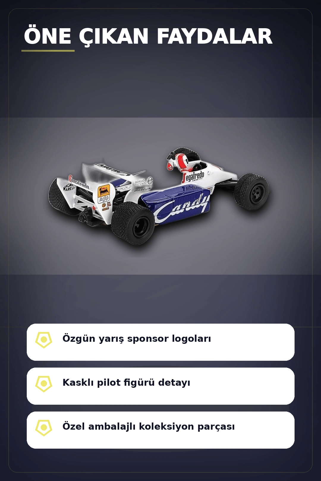 Diecast 1/64 Formula 1 Aracı Toleman TG184 Johnny Cecotto Monako 1984 Yarış Modeli Tekli BX-313384