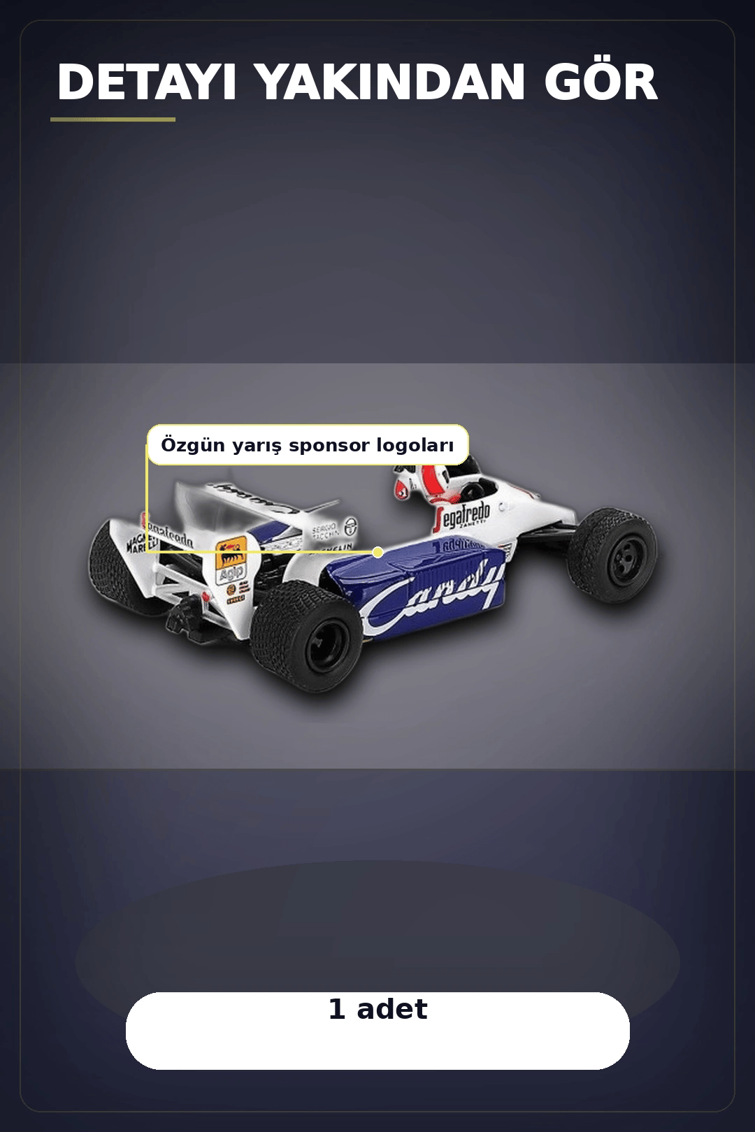 Diecast 1/64 Formula 1 Aracı Toleman TG184 Johnny Cecotto Monako 1984 Yarış Modeli Tekli BX-313384
