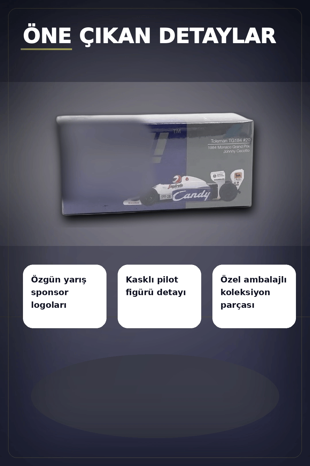 Diecast 1/64 Formula 1 Aracı Toleman TG184 Johnny Cecotto Monako 1984 Yarış Modeli Tekli BX-313384