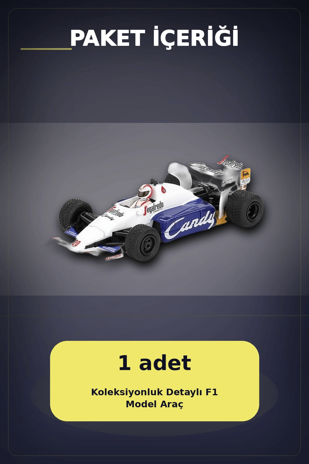 Diecast 1/64 Formula 1 Aracı Toleman TG184 Johnny Cecotto Monako 1984 Yarış Modeli Tekli BX-313384
