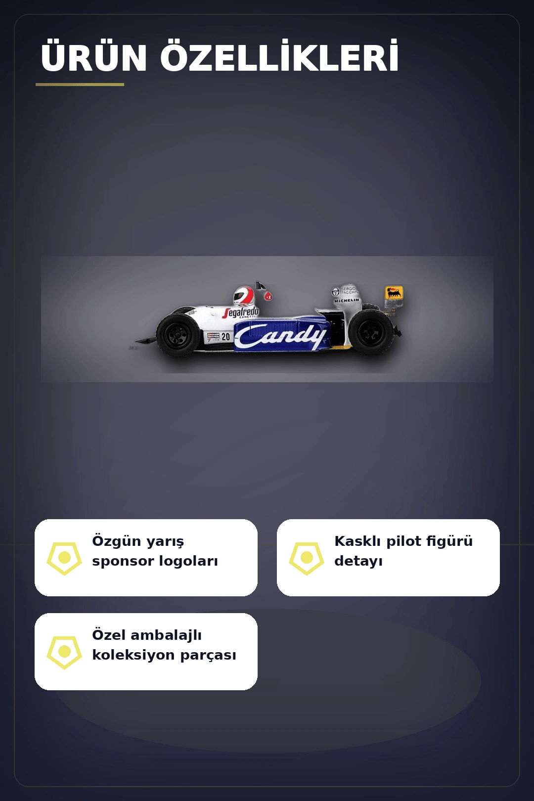 Diecast 1/64 Formula 1 Aracı Toleman TG184 Johnny Cecotto Monako 1984 Yarış Modeli Tekli BX-313384