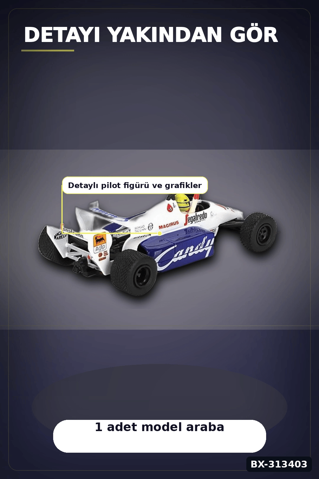 Diecast 1/64 Formula 1 Toleman TG184 Senna 1984 Monaco Podyum Model Araba BX-313403