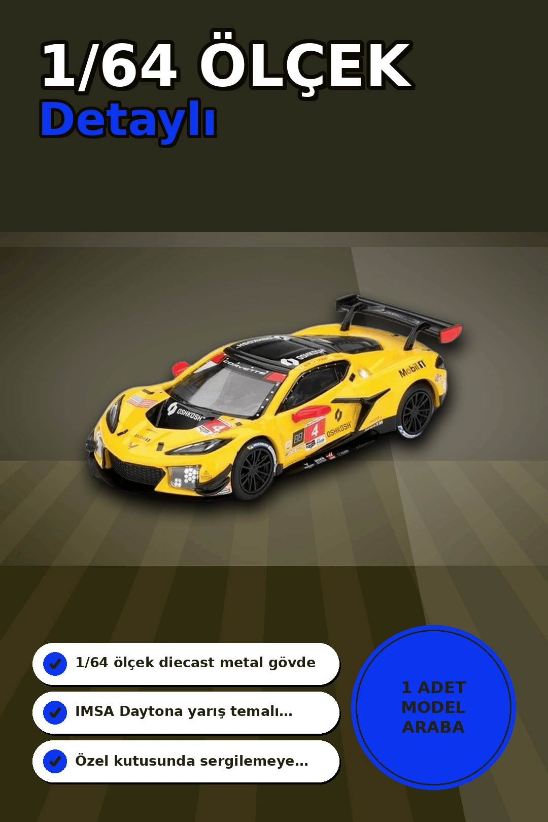 Diecast 1/64 Ölçek Chevrolet Corvette Z06 GT3.R #4 Daytona 24 Saat Yarış Arabası Modeli BX-313327