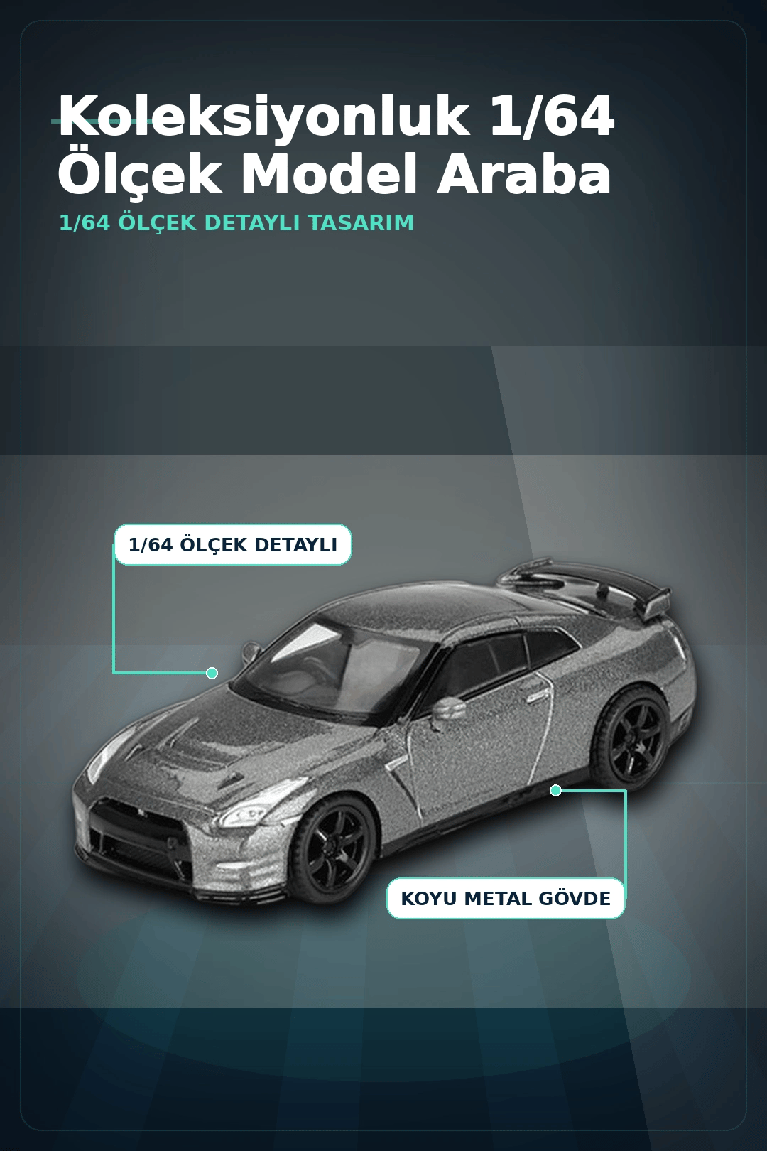 Diecast 1/64 Ölçek Nissan GTR Nismo R35 CRS Dark Metal Blister Paket Model Araba BX-313359