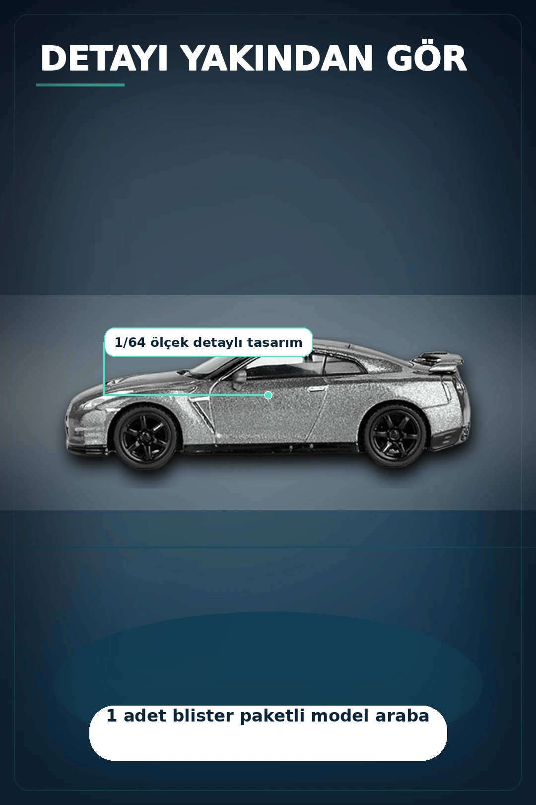 Diecast 1/64 Ölçek Nissan GTR Nismo R35 CRS Dark Metal Blister Paket Model Araba BX-313359