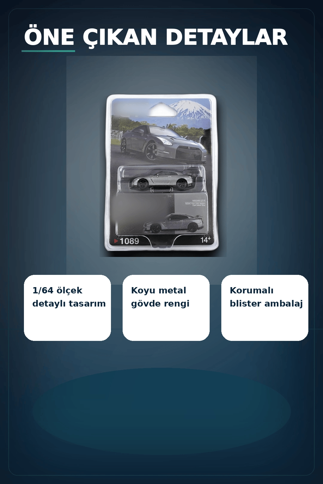Diecast 1/64 Ölçek Nissan GTR Nismo R35 CRS Dark Metal Blister Paket Model Araba BX-313359