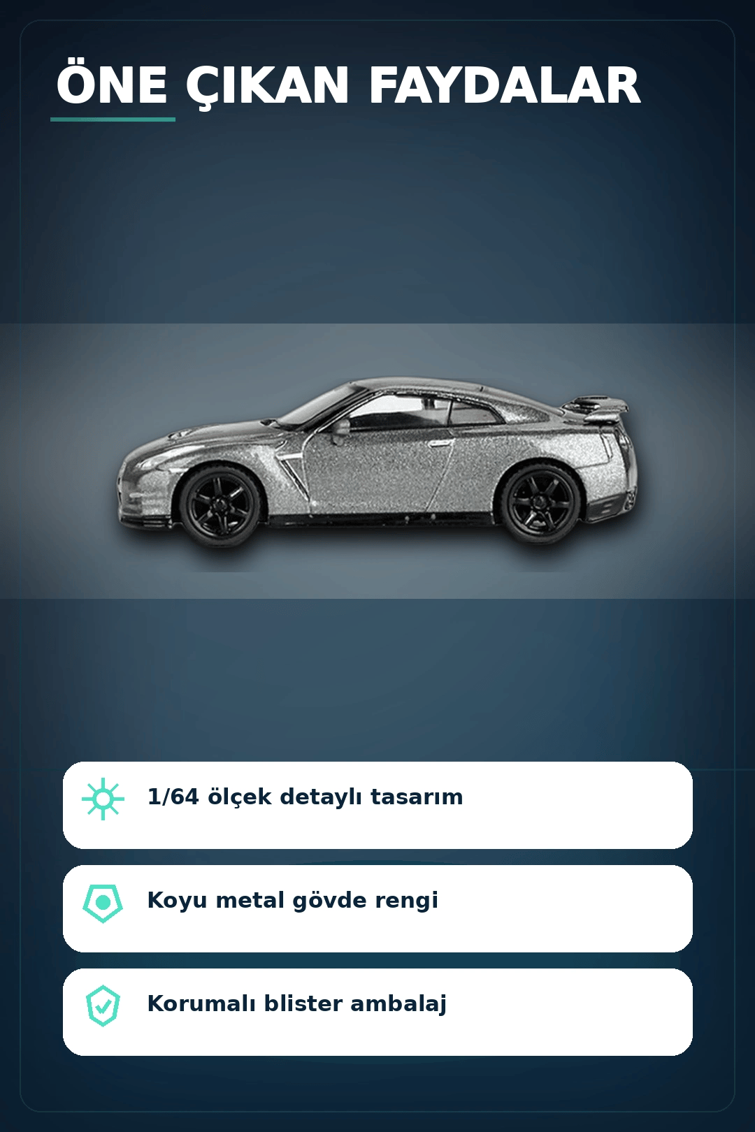 Diecast 1/64 Ölçek Nissan GTR Nismo R35 CRS Dark Metal Blister Paket Model Araba BX-313359