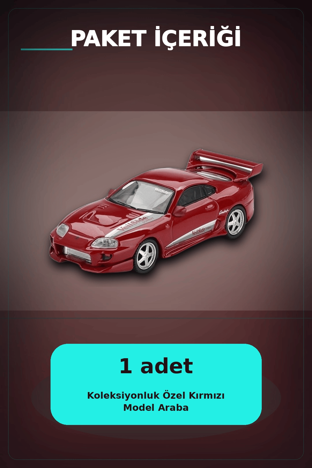 Diecast 1/64 VeilSide Combat V-I Toyota Supra Kırmızı Model Araba - Tekli Kutu BX-313405