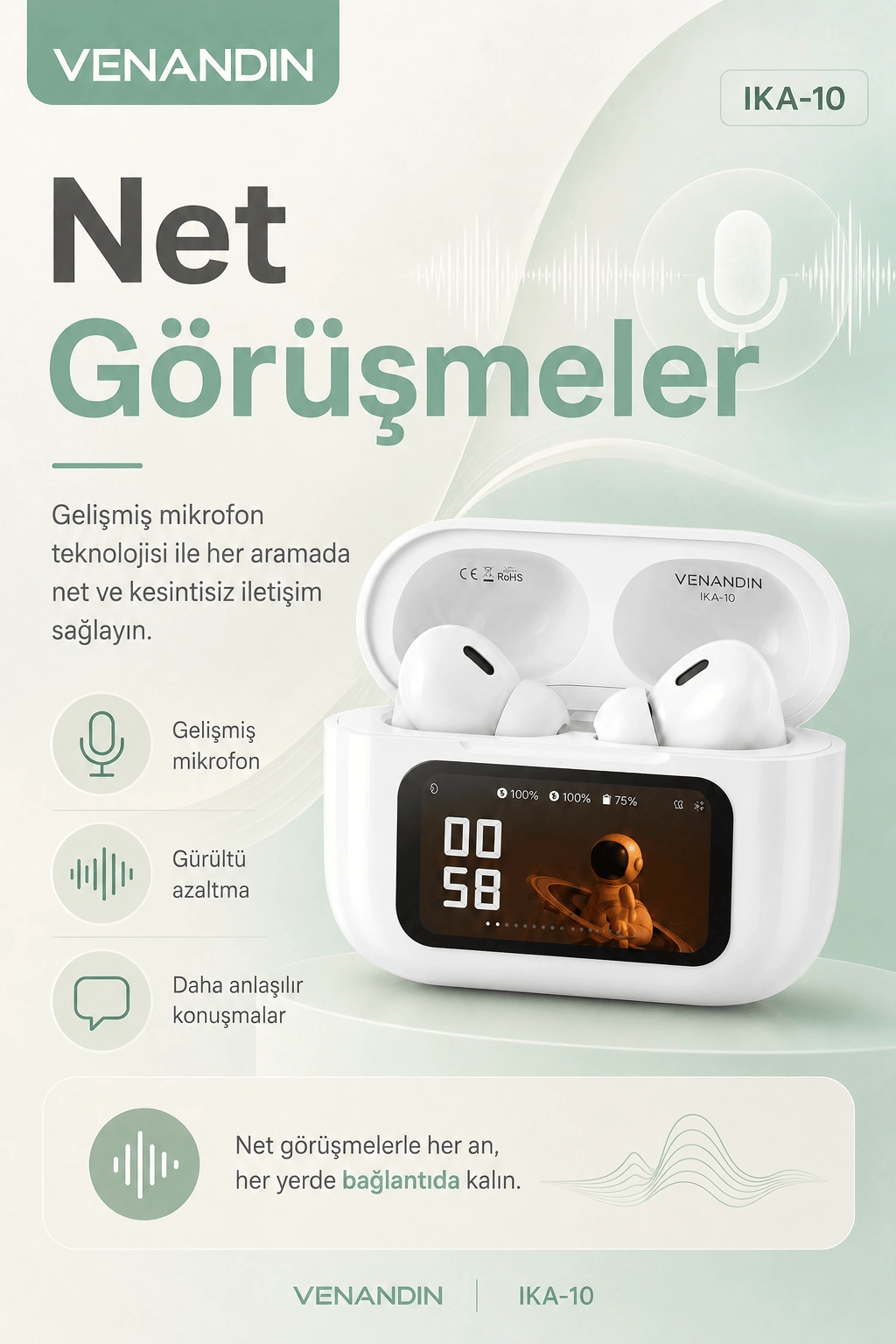 Dijital Ekranlı Şarj Kutulu Kablosuz Kulaklık Müzik Arama Ve Günlük Kullanım İçin