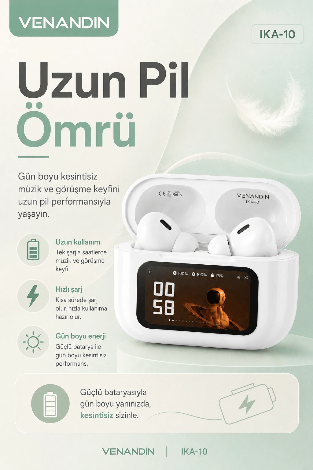 Dijital Ekranlı Şarj Kutulu Kablosuz Kulaklık Müzik Arama Ve Günlük Kullanım İçin