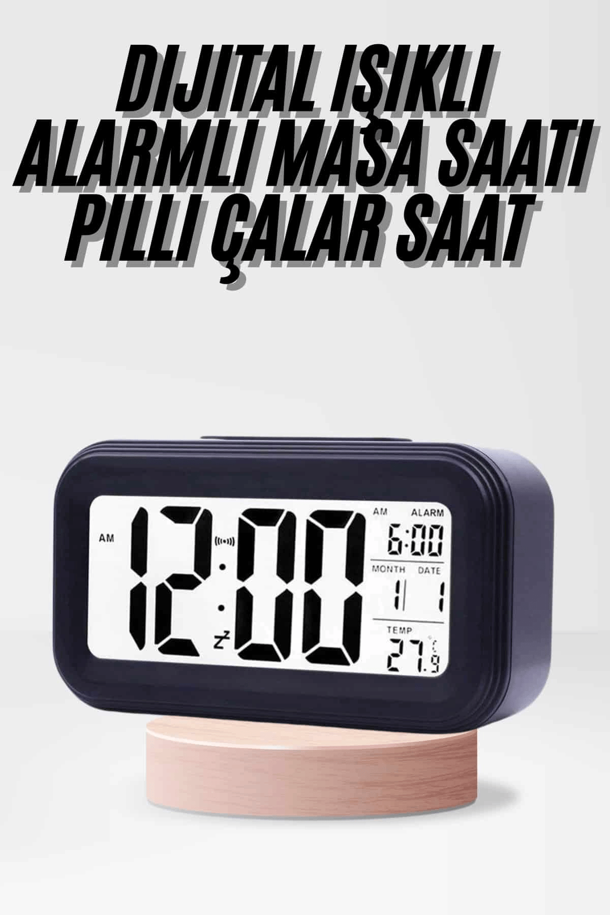 Dijital Işıklı Alarmlı Çalışma Masası Ekran Pilli Çalar Saat