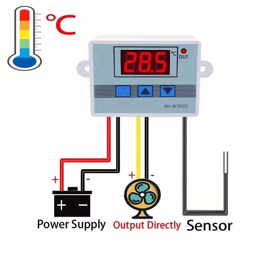 Dijital Termostat XH-W3002 LED Ekranlı Sıcaklık Kontrol Cihazı 220V