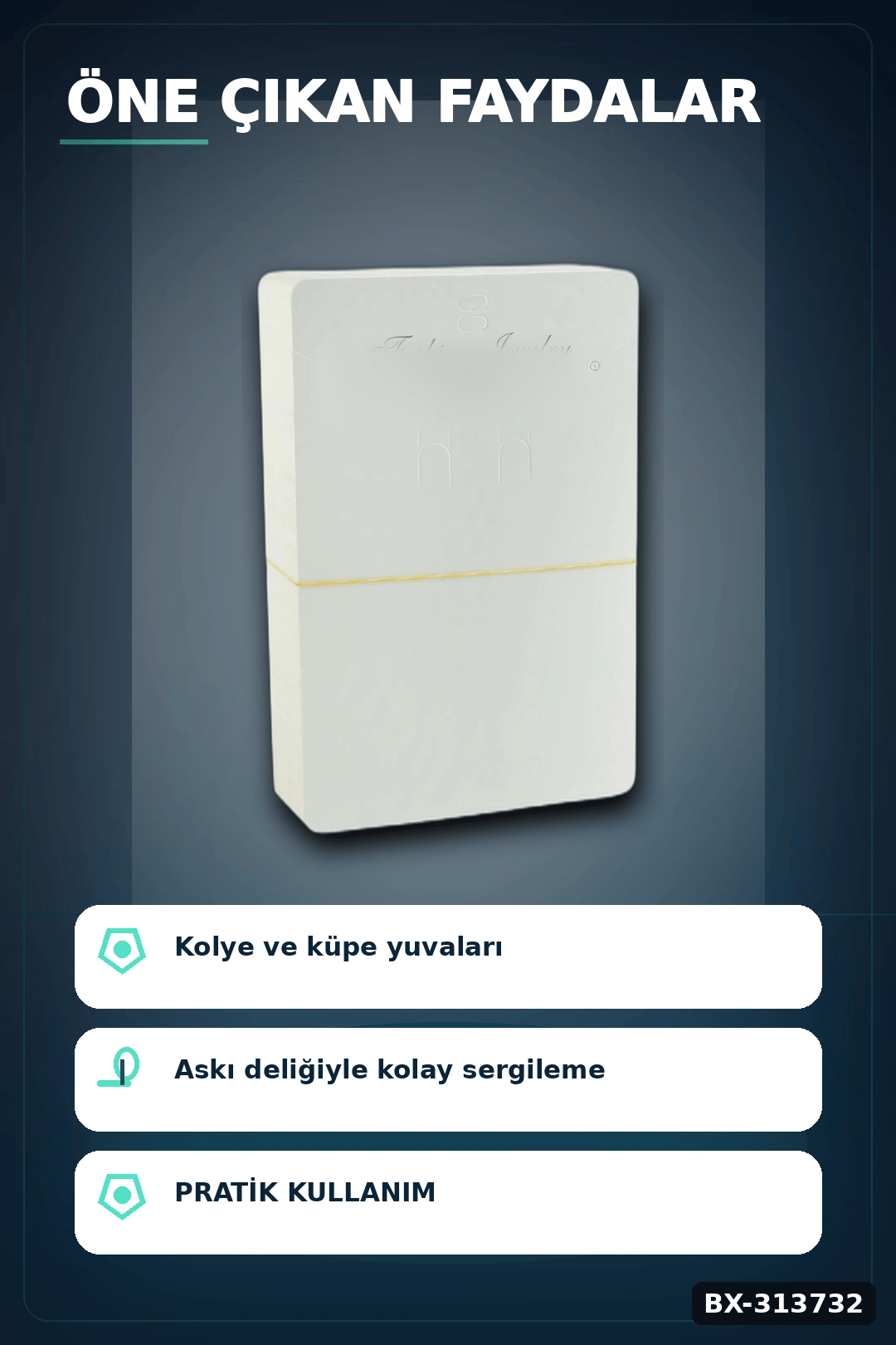 Dikdörtgen Karton Kolye Kartı 20,5x13,5 cm 100 Adetlik Balya Takı Askısı BX-313732