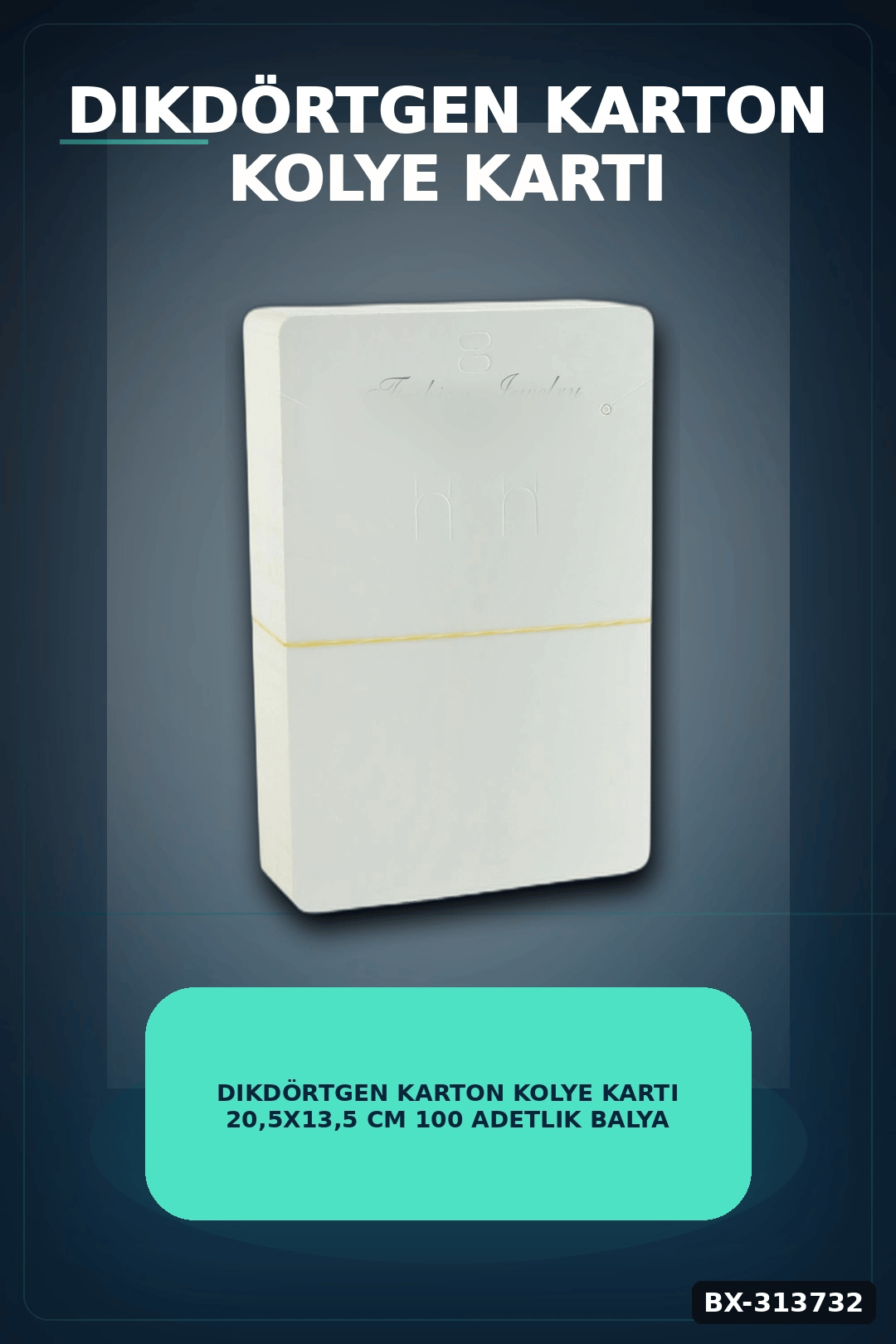 Dikdörtgen Karton Kolye Kartı 20,5x13,5 cm 100 Adetlik Balya Takı Askısı BX-313732