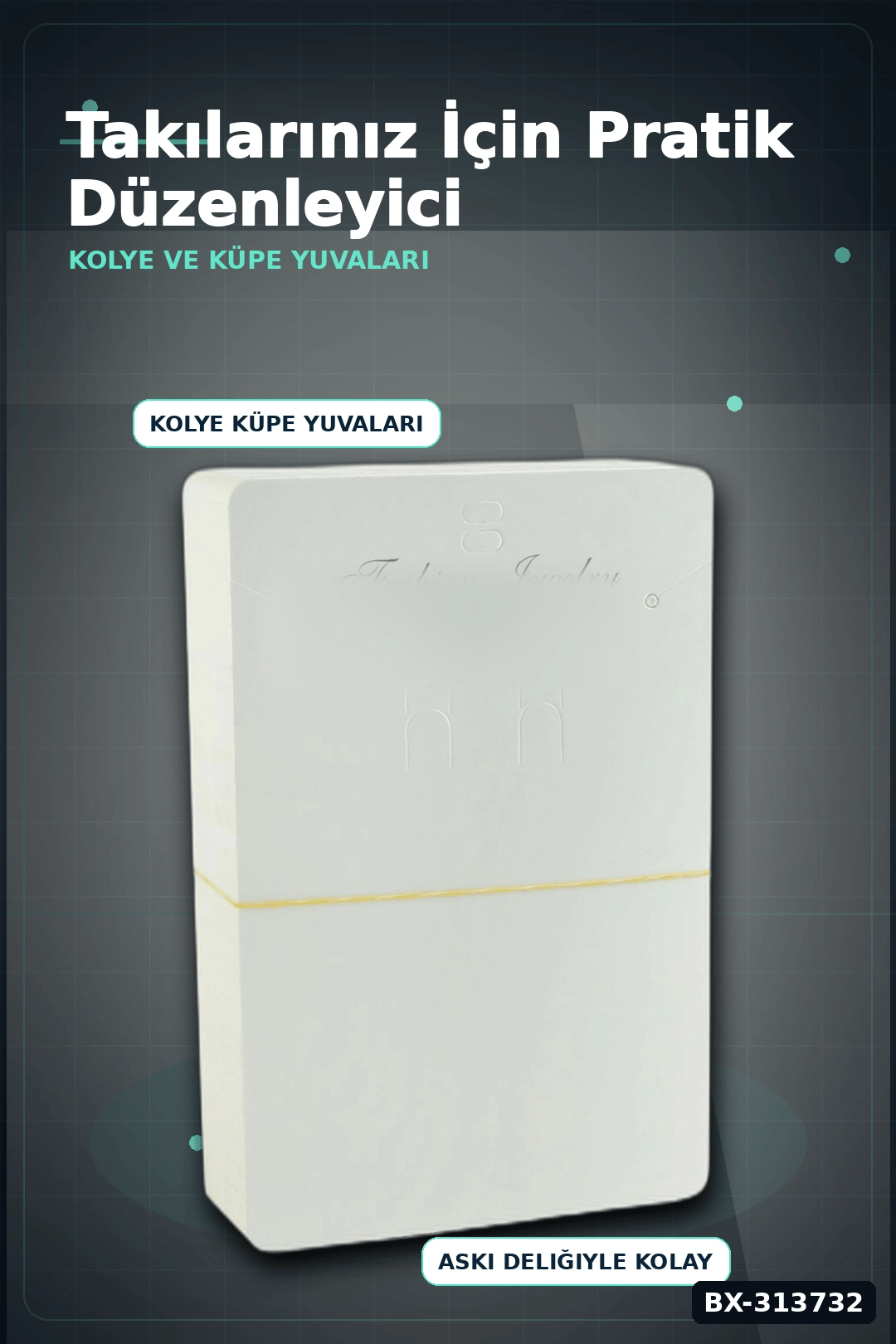 Dikdörtgen Karton Kolye Kartı 20,5x13,5 cm 100 Adetlik Balya Takı Askısı BX-313732