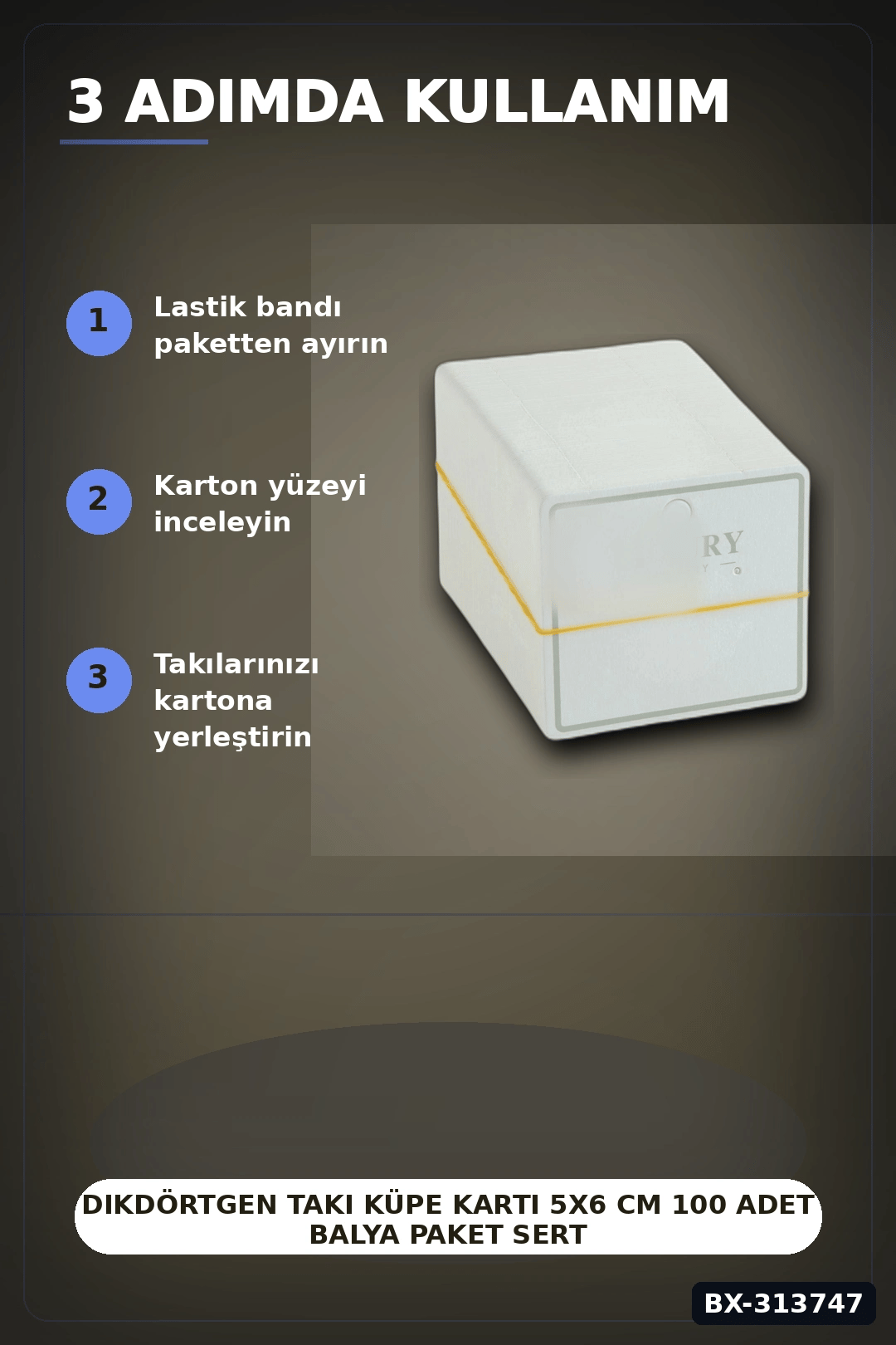 Dikdörtgen Takı Küpe Kartı 5x6 Cm 100 Adet Balya Paket Sert Karton BX-313747