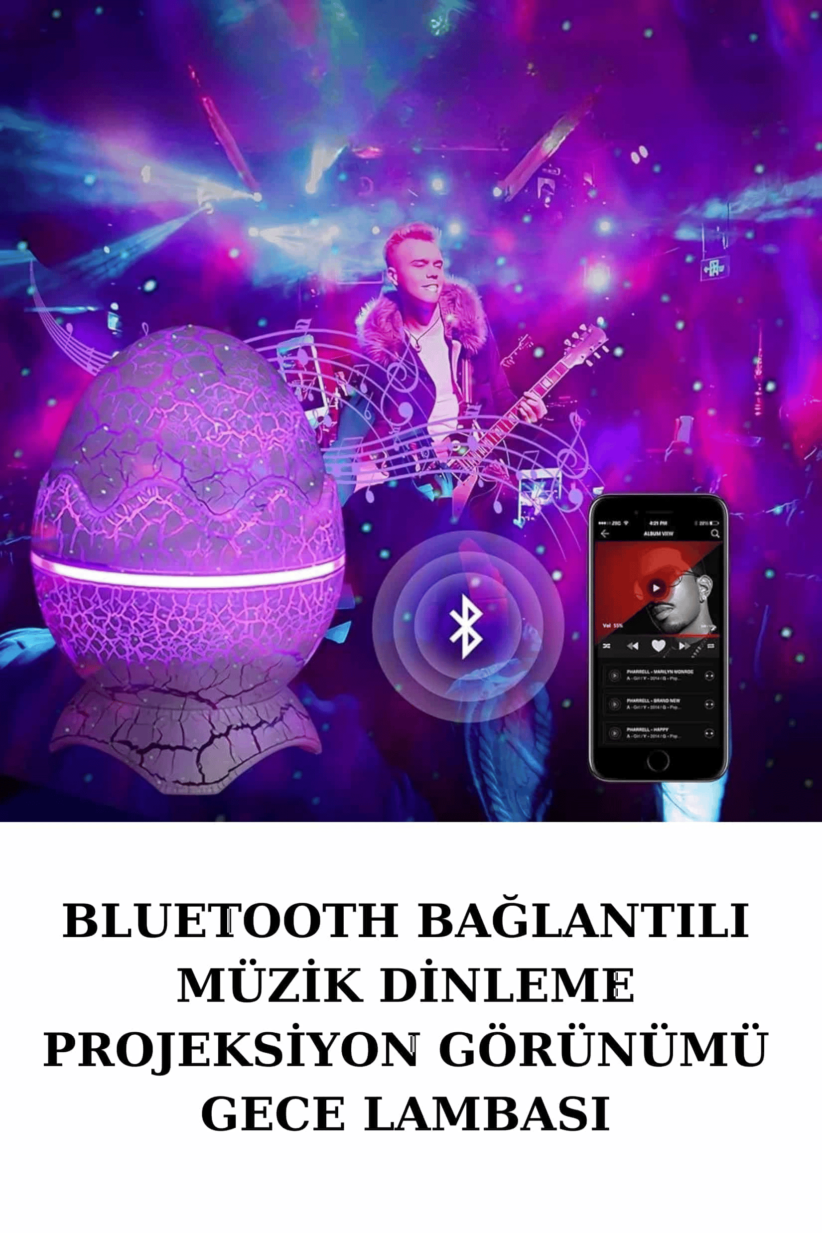 Dinozor Speaker Renk Değiştirme Projeksiyon Modu Bluetooth Hoparlör Gece Lambası