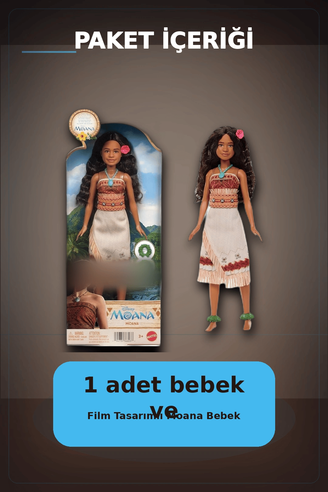 Disney Moana Live Action Film Karakteri 32 cm Bebek Oyuncak, 3-6 Yas Cocuk Hediyesi BX-313367