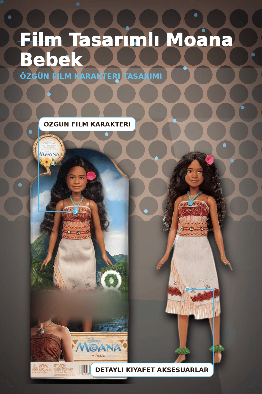 Disney Moana Live Action Film Karakteri 32 cm Bebek Oyuncak, 3-6 Yas Cocuk Hediyesi BX-313367