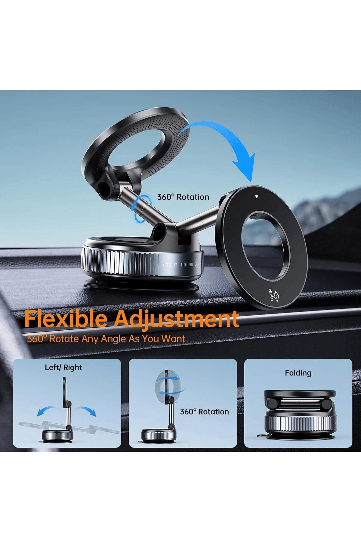 Dönebilen 360 Ayarlanabilir Araç Içi Tutucu Kullanılabilen Vakumlu Magsafe Telefon Tutucu