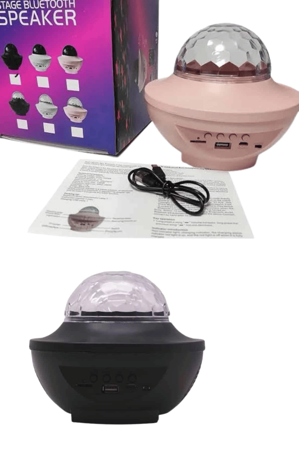 Dönen Işıklı Disko Topu Projektör Müzik Çalarlı Disco Speaker