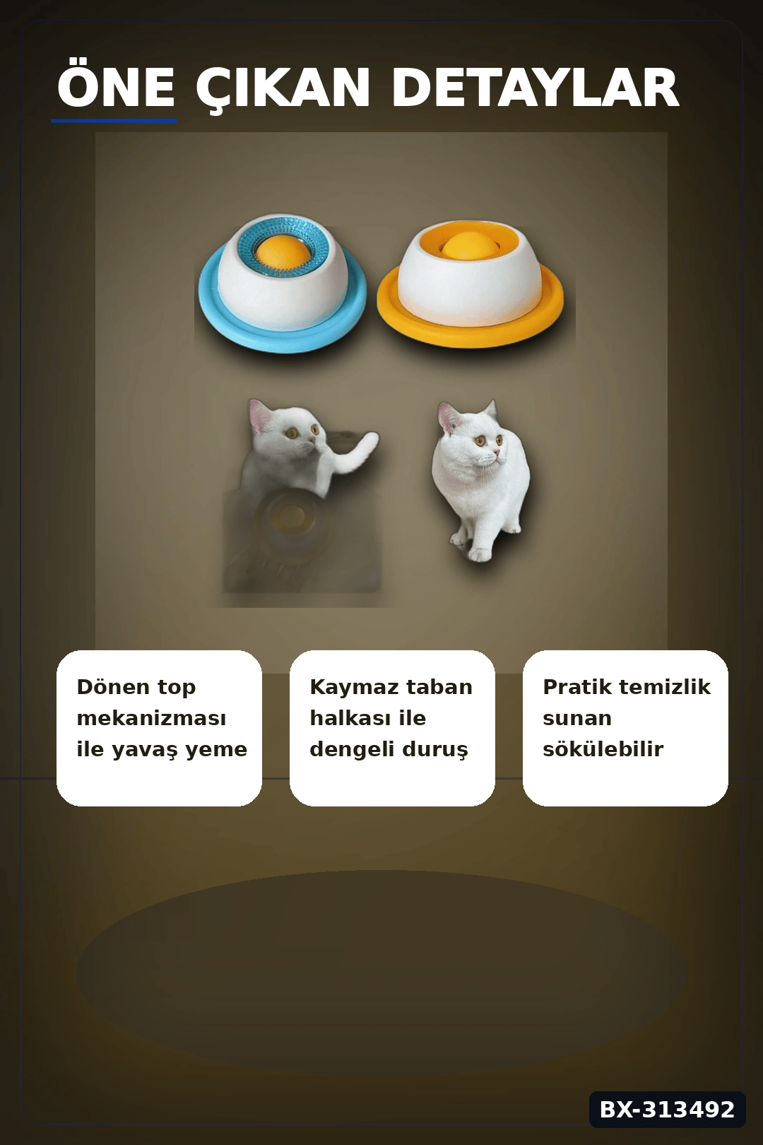 Dönen Toplu 15 cm Yavaş Yeme Kabı - Sıvı Mama ve Ödül İçin, Kedi Köpek Aksesuarı BX-313492