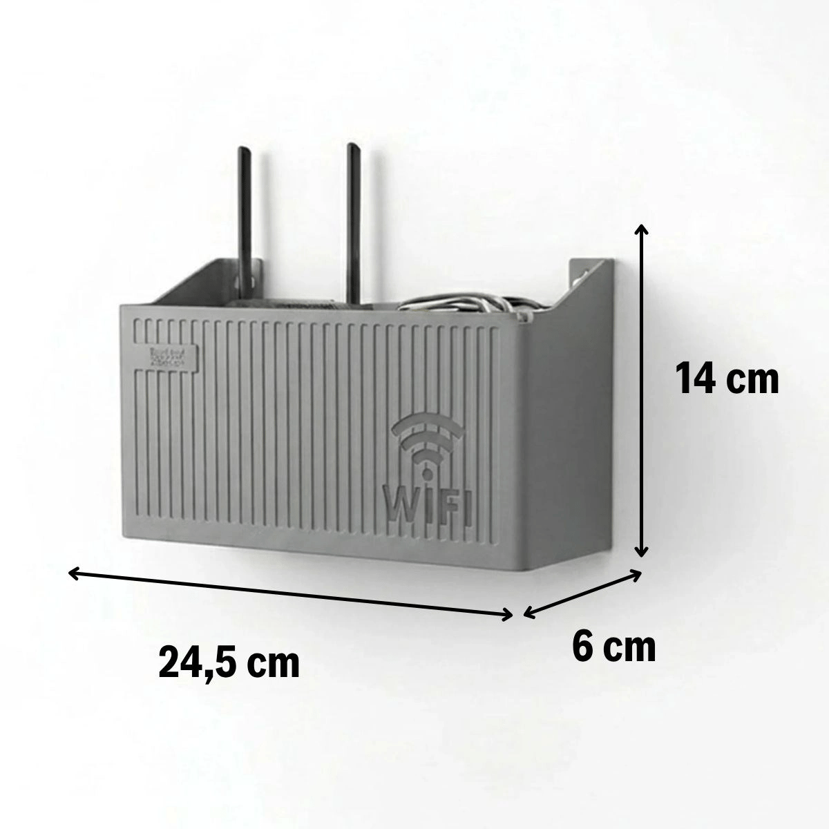 Duvar Tipi Wi-fi Modem Saklama Kutusu(gri) – Kablo Düzenleyici Router Raf Organizer Bx40
