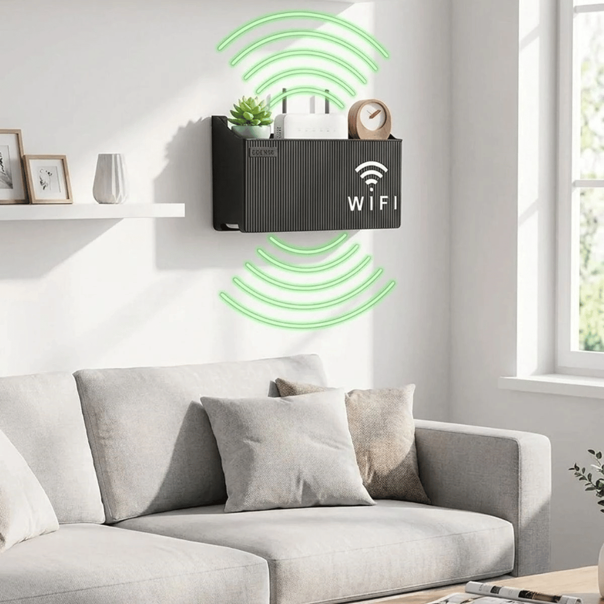 Duvar Tipi Wi-fi Modem Saklama Kutusu(siyah) – Kablo Düzenleyici Router Raf Organizer Bx40