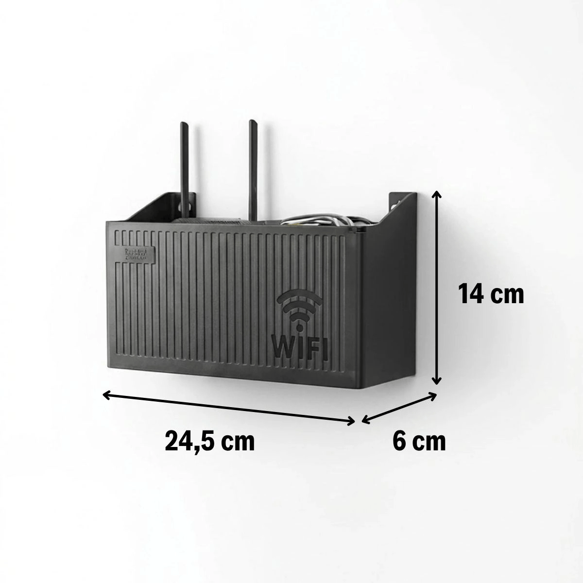 Duvar Tipi Wi-fi Modem Saklama Kutusu(siyah) – Kablo Düzenleyici Router Raf Organizer Bx40
