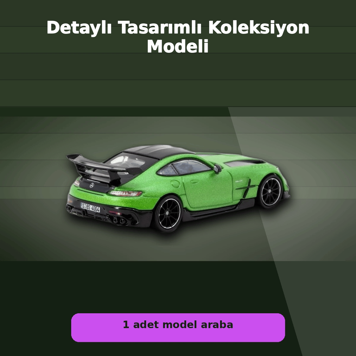 Eco Lounge 1/64 Ölçekli Mercedes-Benz AMG GT Black Series Yeşil Model Araba