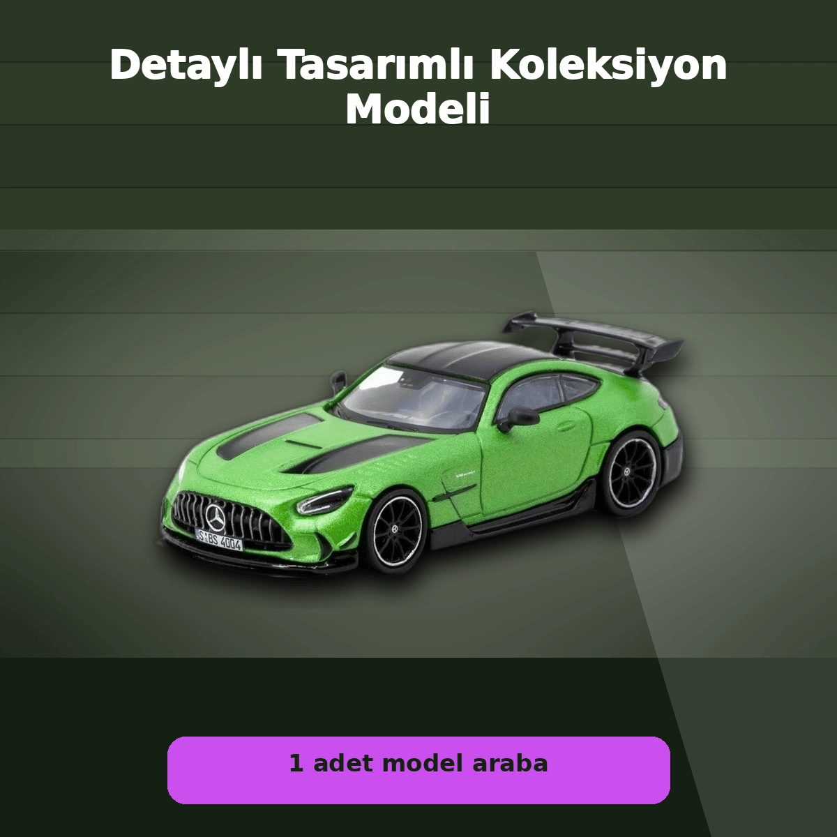 Eco Lounge 1/64 Ölçekli Mercedes-Benz AMG GT Black Series Yeşil Model Araba