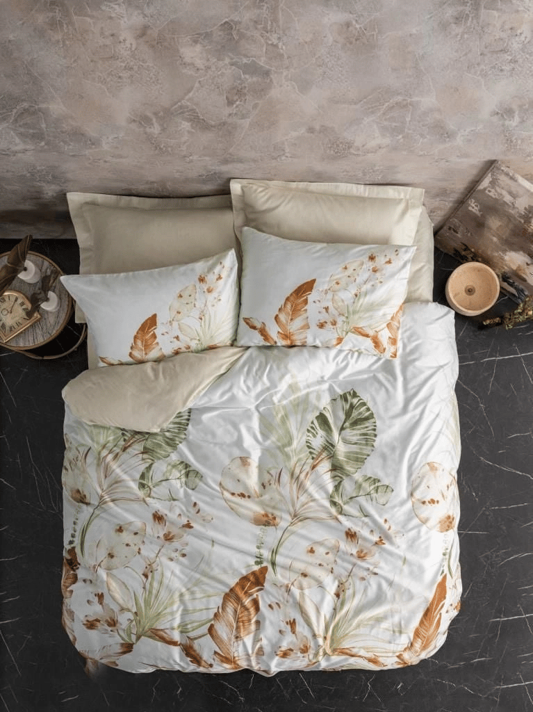 Eco Lounge Çift Kişilik Saten Nevresim Takımı Luster Bej
