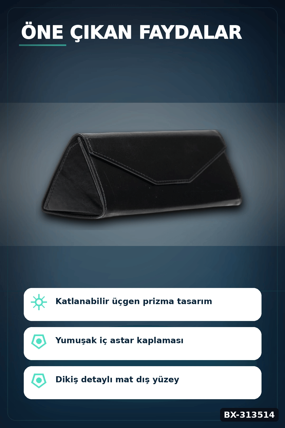 El Işi Hakiki Deri Siyah Gözlük Kılıfı 15.5x6 Cm Erkek Kadın Hediyelik BX-313514