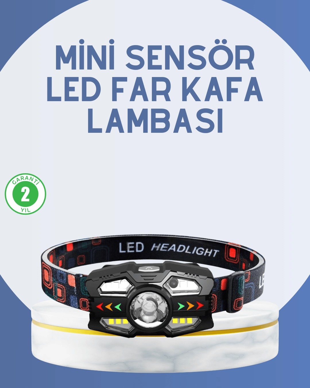 El Sensörlü LED Far Suya Dayanıklı Şarjlı Kafa Lambası