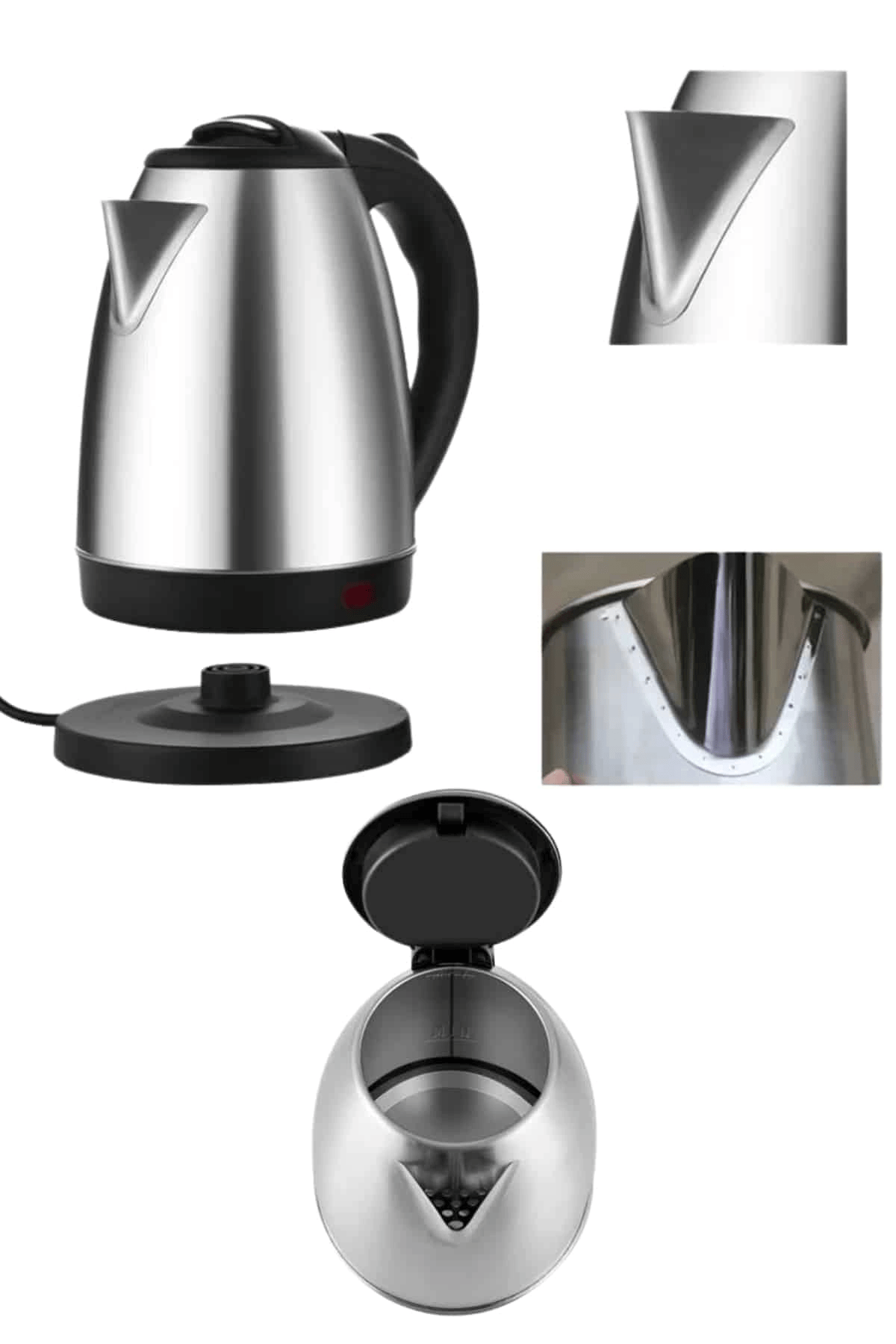 Elektrikli Paslanmaz Çelik Su Isıtcı Çelik Kettle 1.8 Lt. Uzun Ömürlü