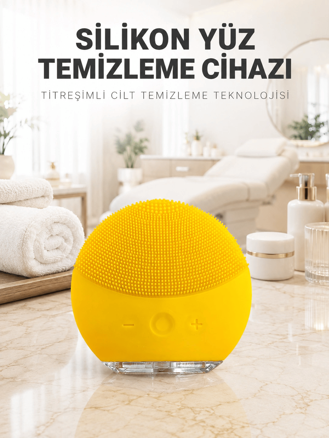 Elektrikli Silikon Yüz Temizleme Fırçası Şarjlı Ayarlanabilir Titreşimli Cilt Bakımı